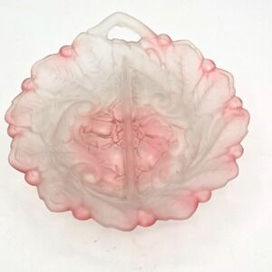 Indiana Glass Wild Rose Divided Relish Dish with Handle‎ Frosted Satin Glass